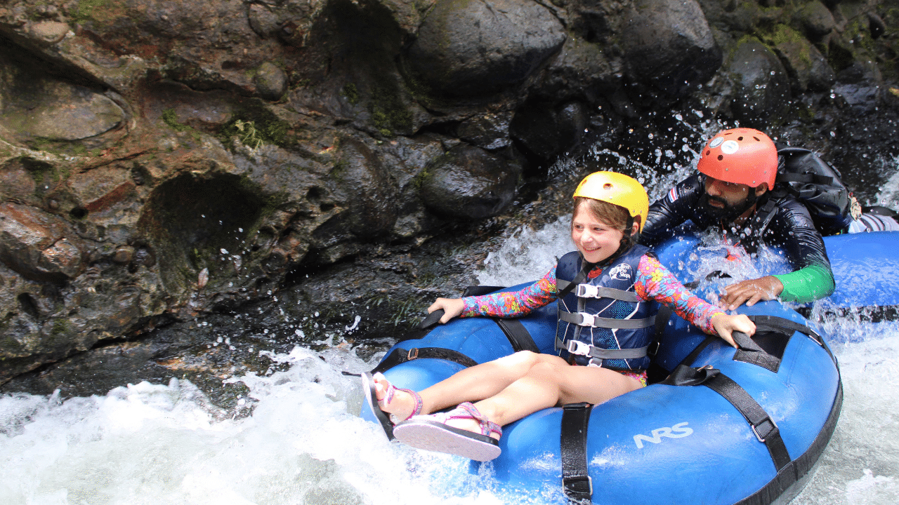 la leona waterfall tubing with kids