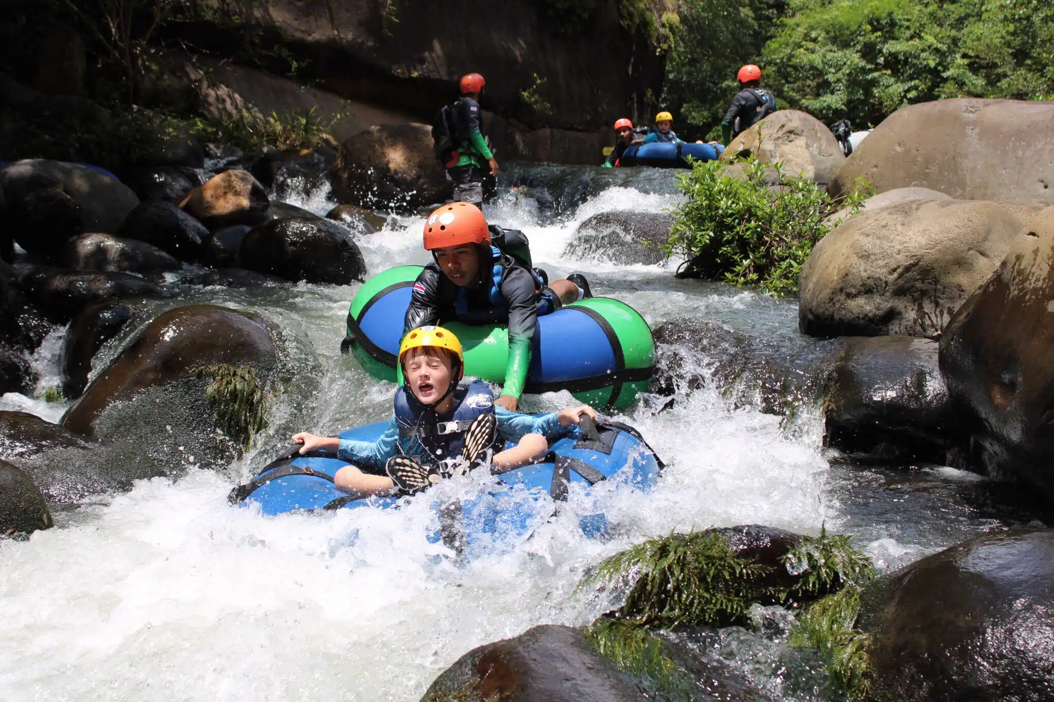 La Leona Waterfall White water river tubing with Kids